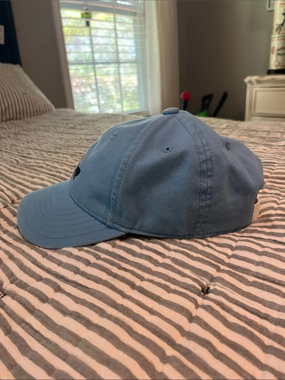Harding Lane Kids Needlepoint Airplane Hat- light blue, navy and red